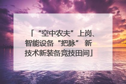 “空中农夫”上岗、智能设备“把脉” 新技术新装备竞技田间