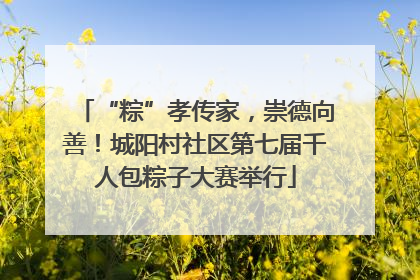 “粽”孝传家，崇德向善！城阳村社区第七届千人包粽子大赛举行