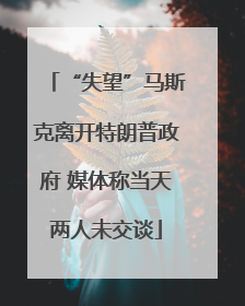 “失望”马斯克离开特朗普政府 媒体称当天两人未交谈