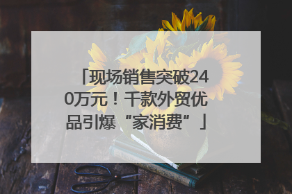 现场销售突破240万元！千款外贸优品引爆“家消费”