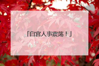白宫人事震荡！