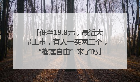 低至19.8元，最近大量上市，有人一买两三个，“榴莲自由”来了吗