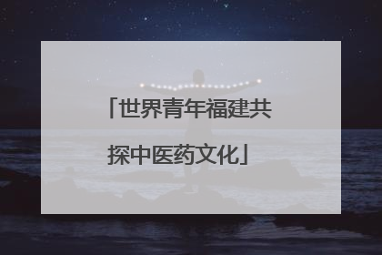 世界青年福建共探中医药文化