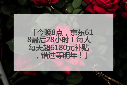 今晚8点，京东618最后28小时！每人每天超6180元补贴，错过等明年！