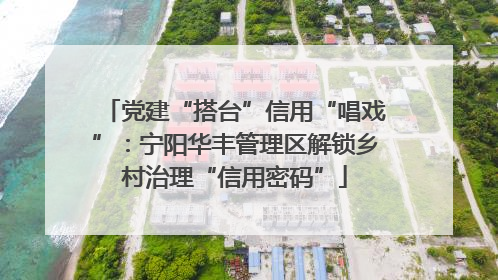 党建“搭台”信用“唱戏”：宁阳华丰管理区解锁乡村治理“信用密码”