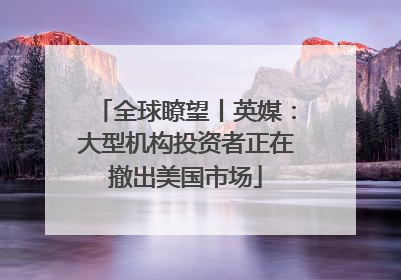 全球瞭望丨英媒：大型机构投资者正在撤出美国市场