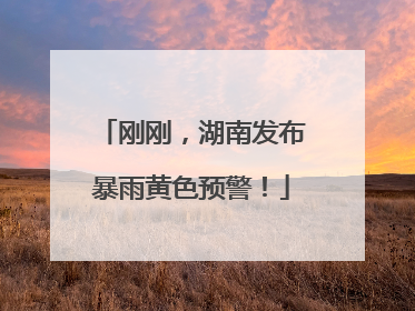 刚刚，湖南发布暴雨黄色预警！