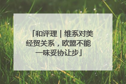 和评理｜维系对美经贸关系，欧盟不能一味妥协让步