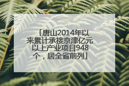 唐山2014年以来累计承接京津亿元以上产业项目948个，居全省前列