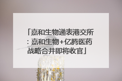 嘉和生物递表港交所：嘉和生物+亿腾医药战略合并即将收官