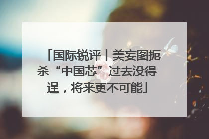国际锐评丨美妄图扼杀“中国芯”过去没得逞，将来更不可能