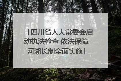 四川省人大常委会启动执法检查 依法保障河湖长制全面实施
