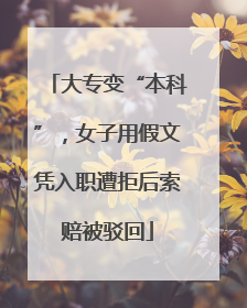 大专变“本科”，女子用假文凭入职遭拒后索赔被驳回