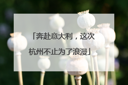 奔赴意大利，这次杭州不止为了浪漫