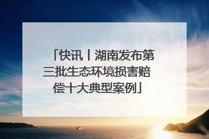快讯丨湖南发布第三批生态环境损害赔偿十大典型案例