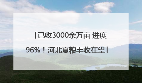 已收3000余万亩 进度96%！河北夏粮丰收在望