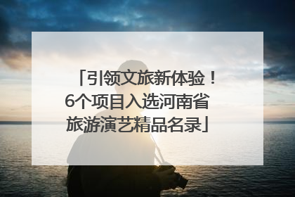 引领文旅新体验！6个项目入选河南省旅游演艺精品名录