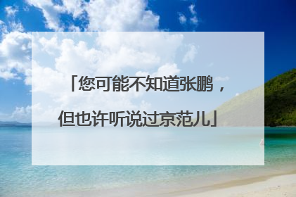 您可能不知道张鹏，但也许听说过京范儿