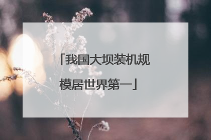 我国大坝装机规模居世界第一