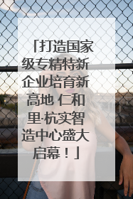 打造国家级专精特新企业培育新高地 仁和里·杭实智造中心盛大启幕！