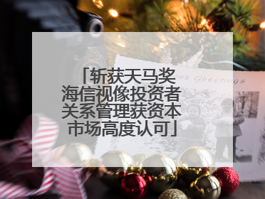 斩获天马奖 海信视像投资者关系管理获资本市场高度认可