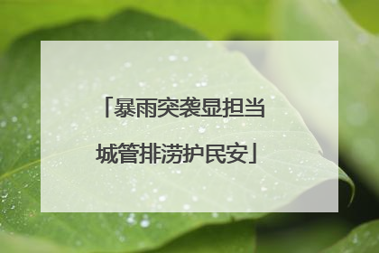 暴雨突袭显担当 城管排涝护民安