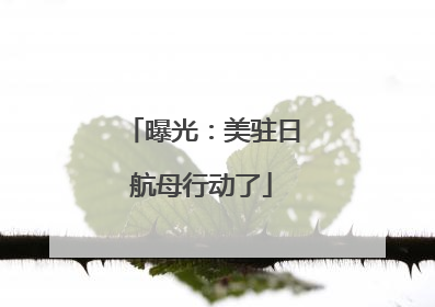 曝光：美驻日航母行动了