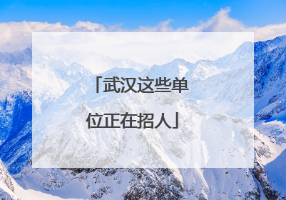 武汉这些单位正在招人