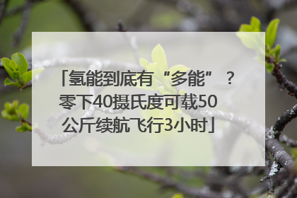 氢能到底有“多能”？零下40摄氏度可载50公斤续航飞行3小时