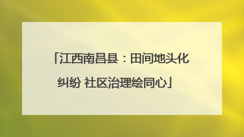江西南昌县：田间地头化纠纷 社区治理绘同心