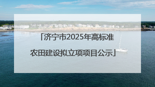 济宁市2025年高标准农田建设拟立项项目公示