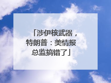 涉伊核武器，特朗普：美情报总监搞错了