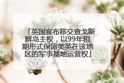 英国宣布移交查戈斯群岛主权，以99年租期形式保留美英在该地区的军事基地运营权