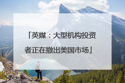 英媒：大型机构投资者正在撤出美国市场