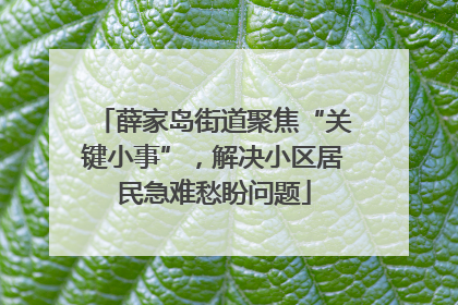 薛家岛街道聚焦“关键小事”，解决小区居民急难愁盼问题