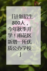 计划招生800人，今年秋季开学！雨花区新增一所优质公办学校