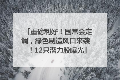 重磅利好！国常会定调，绿色制造风口来袭！12只潜力股曝光