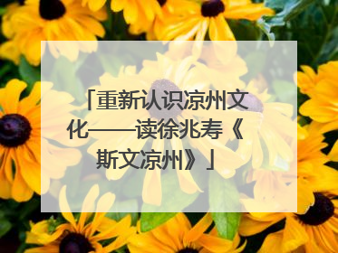 重新认识凉州文化——读徐兆寿《斯文凉州》