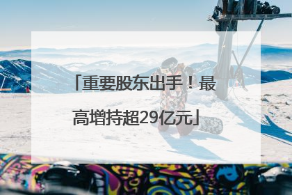 重要股东出手！最高增持超29亿元