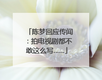 陈梦回应传闻：拍电视剧都不敢这么写……