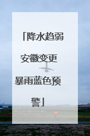 降水趋弱 安徽变更暴雨蓝色预警