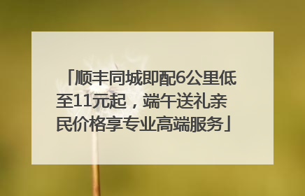 顺丰同城即配6公里低至11元起，端午送礼亲民价格享专业高端服务