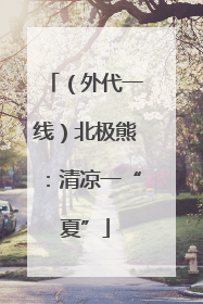 （外代一线）北极熊：清凉一“夏”